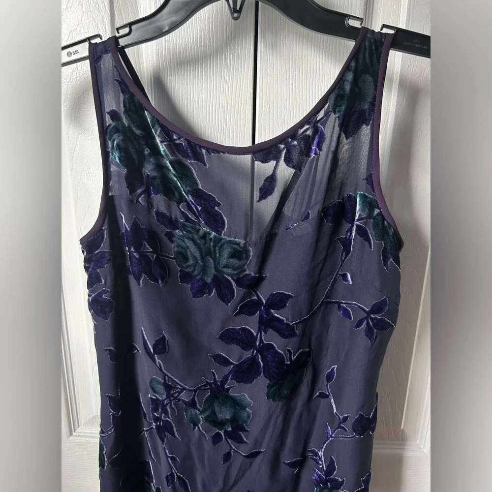 NWT Liz Claiborne Vintage Dark Purple Sheer Floral Shift Dress - 4P